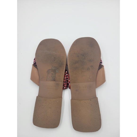 Ted Baker Maliyar Polka Dot Leather Scarf Sandals Flats‎ Sz 38.5